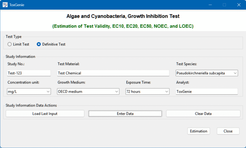Algae and Cyanobacteria, Growth Inhibition Test Analysis