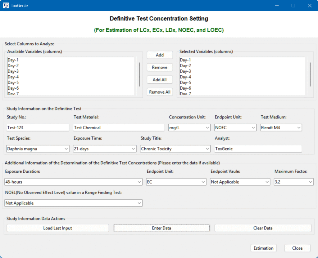 Analysis for determination of definitive concentrationsconcentrations