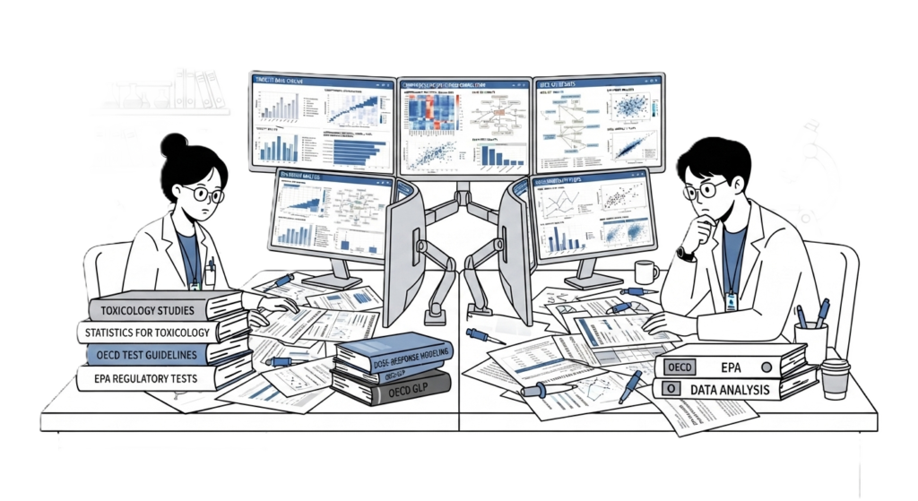 About ToxGenie - Young researchers analyzing data in a laboratory